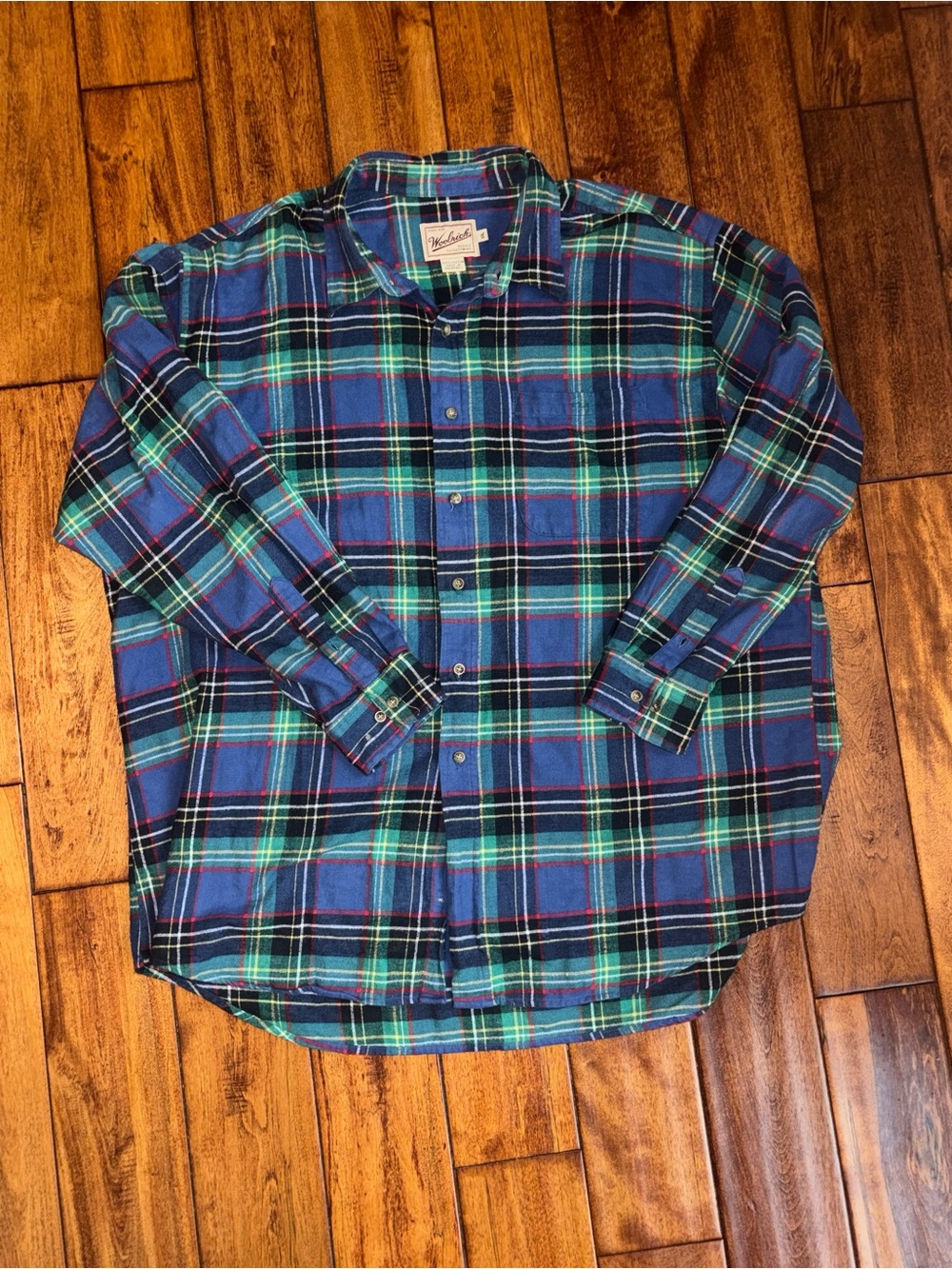 Woolrich Blue and Green Plaid Button-Down Shirt